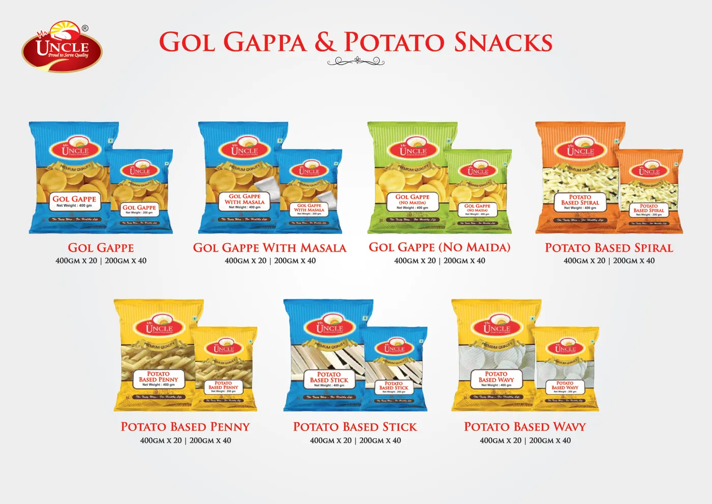 Catalogue page 43: Gol Gappa & Potato Snacks