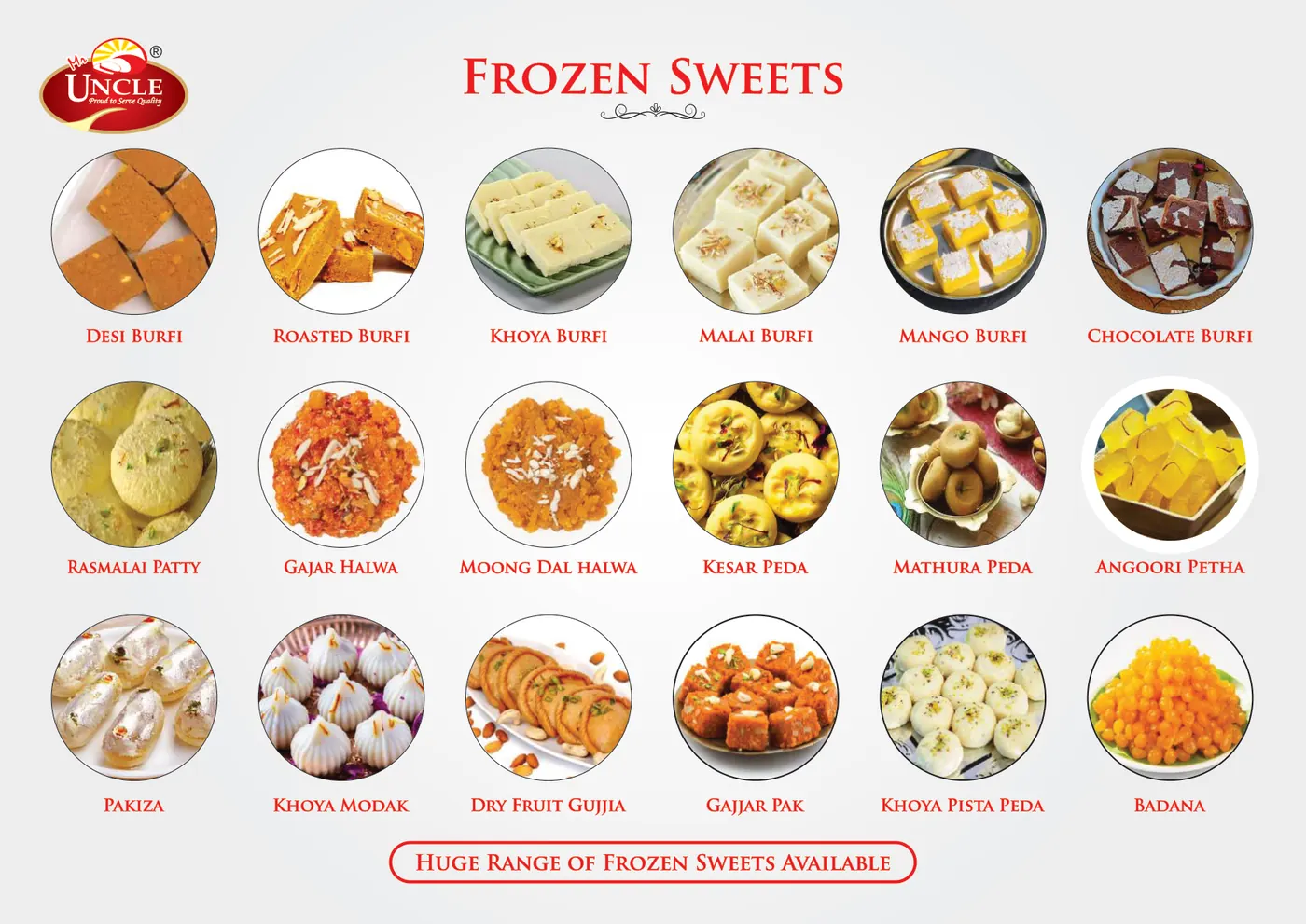 Catalogue page 57: Frozen Burfi, Halwa & Peda