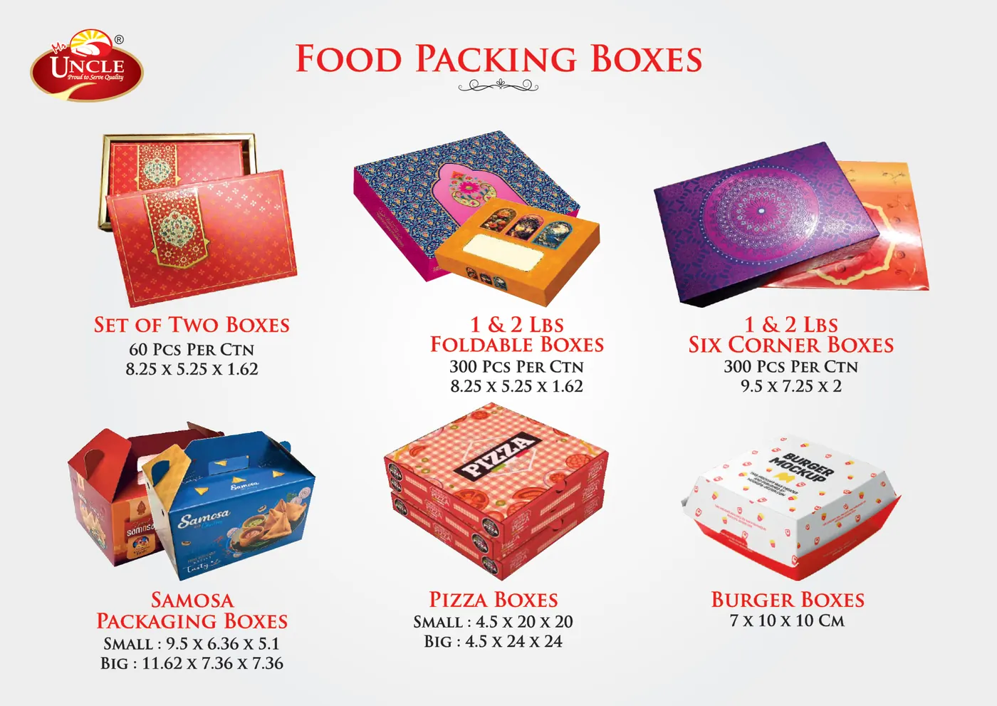 Catalogue page 61: Food Packing Boxes