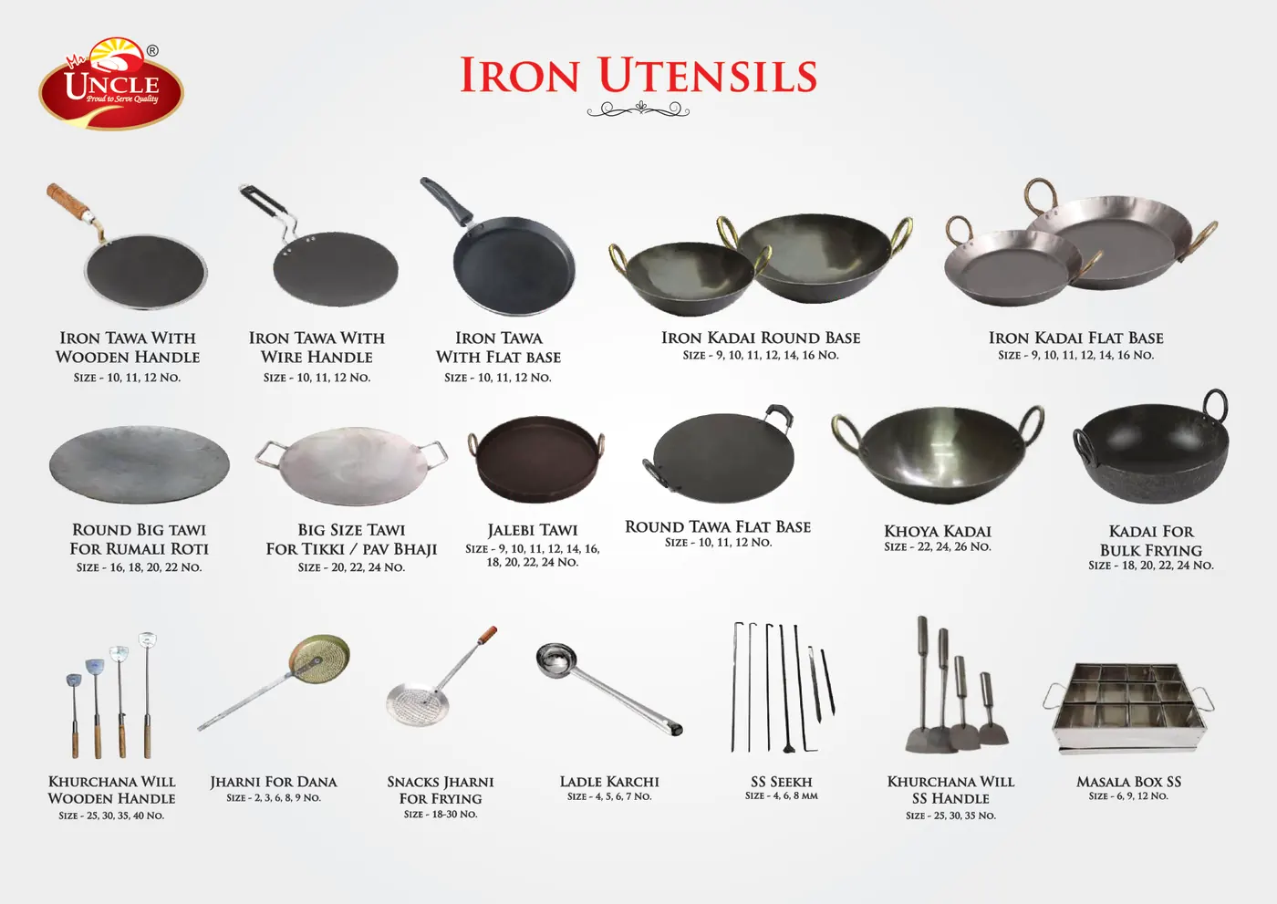Catalogue page 70: Iron Utensils